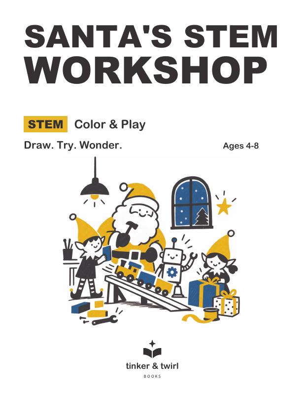 Santa's STEM Workshop cover, ages 4–8